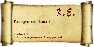 Kenyeres Emil névjegykártya